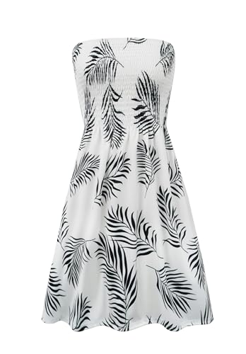 Image of Zyyfly Strapless Dress for Women Summer Beach Boho Smocked Tube Top Dress
