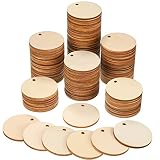 Quantity and size: 100 pieces of unfinished wood circles in this package, each round blank disc measures 3 mm/ 0.12 inch in thickness, and the hole size is 3 mm/ 0.12 inch, enough number and suitable size can fully meet your decoration needs Quality ...