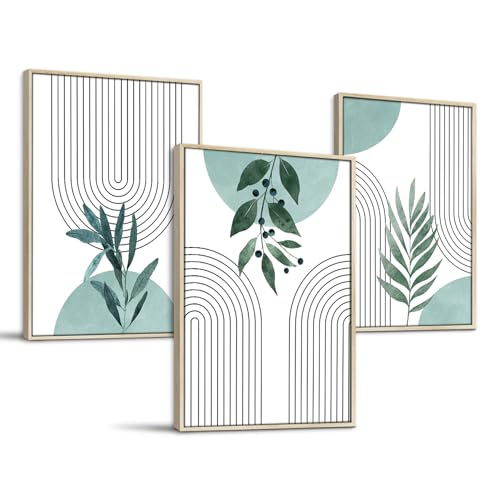SERIMINO Sage Green Wall Art Framed, Botanical Boho Wall Decor for Living Room, Set of 3 Plant Painting Prints Farmhouse Decor for Bedroom, Bathroom, Office, 20 x28 inch