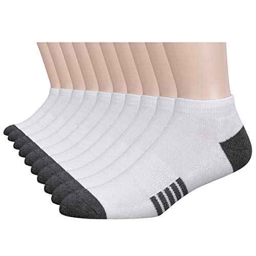 Eallco 10 Pairs Mens Ankle Socks Low Cut Athletic Cushioned Casual Socks 10 Pack