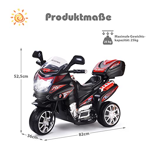 COSTWAY 6V Kinder Elektromotorrad mit Buntem Scheinwerfer, Musik, Vorwärts- und Rückwärtsfunktion, 3 km/h, inkl… – Bild 7