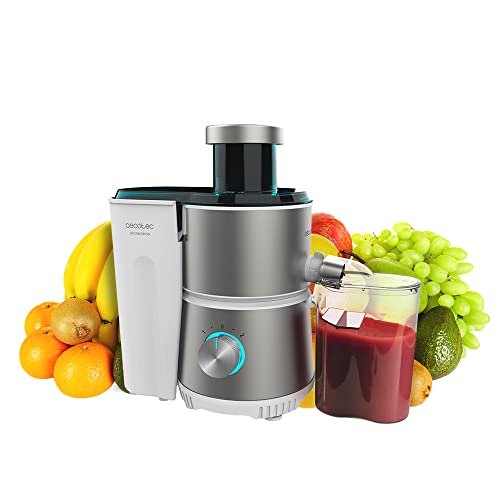 Cecotec Centrifugeuse Juice&Fresh 400 Titan White. 400 W, Vitesse 20000 tr/min, Réservoir de pulpe avec 1L, 2 Vitesses, Disque revêtu en titane noir, Bol pour le jus de 350 ml.