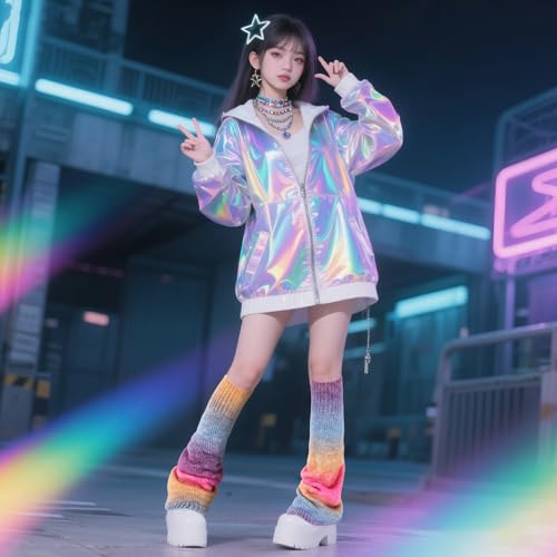 Image of Junely 2 Pairs Leg Warmers for Women Kawaii Leg Warmer Cute Legwarmers Japanese Socks Halloween Goth Emo Gyaru Accessories