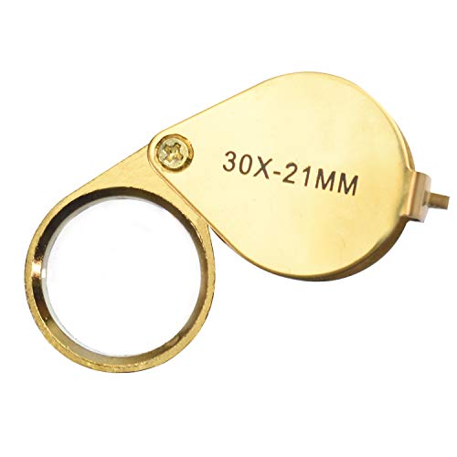 DIGIFLEX Loupe – Lens 30 x 21 mm Glas Sieraden Juwelen Antiek Vergrootglas – Juweliers Loop – Vergrootglas voor verzamelaars geologie muntverzameling - Goud