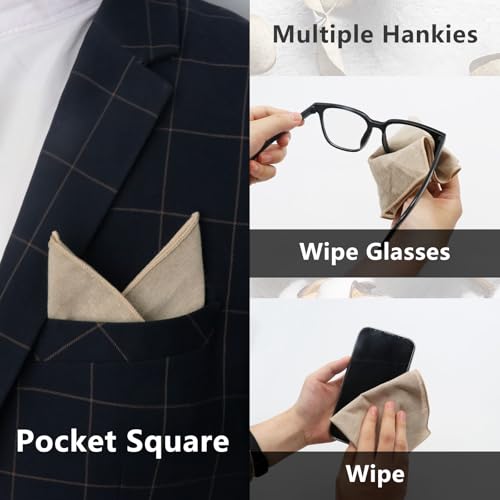 Image of Luckyvestir Pocket Squares for Men, 9 inch Cotton Linen Sage Handkerchiefs Men Women with Pocket Square Holder for Suits Business