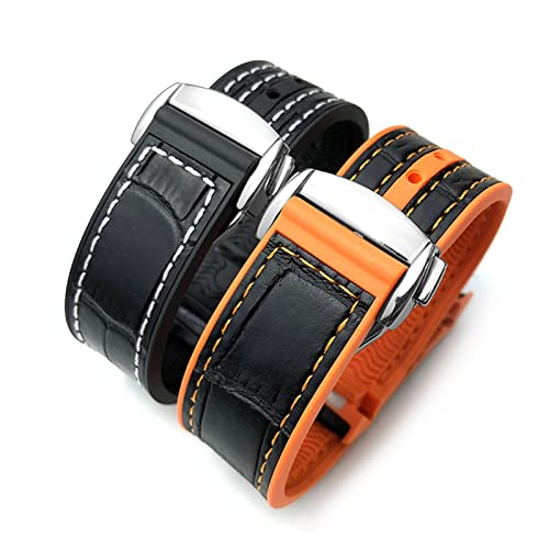 Bracelet montre cuir 22mm orange pour remplacer un bracelet usé de Seamaster - 4