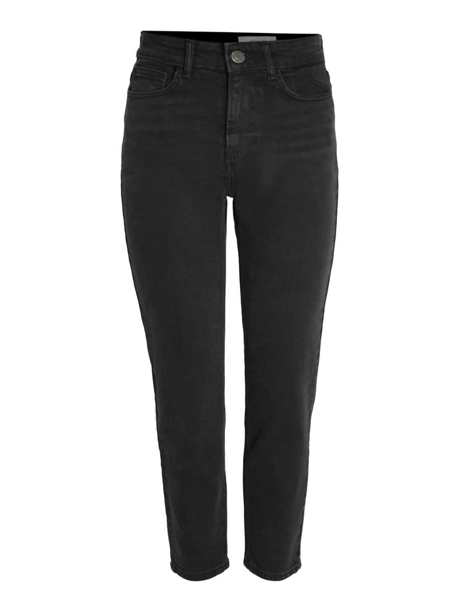 Noisy may Women's Nmmoni Hw Straight ANK Black Noos Jeans Stretch, Black Denim, 26W x 30L