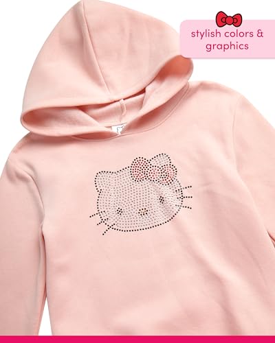 Image of Hello Kitty Girls Pants Set - 2 Piece Girls Sweatshirt Hoodie and Cargo Sweatpants Matching Set with Pockets (2T-12)