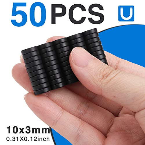 TRYMAG Small Refrigerator Magnets, 50Pcs Rare Earth Magnets, 10x3MM Black Strong Neodymium Disc Magnets for Fridge, Whiteboard, Billboard, Crafts, Office, Tiny Round Button Magnets by TRYMAG - Image 4