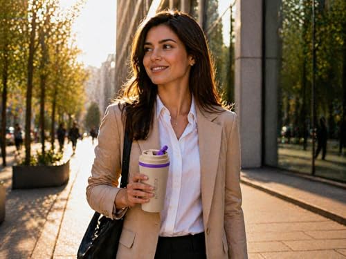 Image of Kitchivo Multipurpose Insulated Travel Mug - 350ml | Double Wall Stainless Steel Flask for Coffee, Tea & Milk | 100% Leak-Proof | Keeps Hot & Cold for Hours | Car Friendly (Soft Beige)