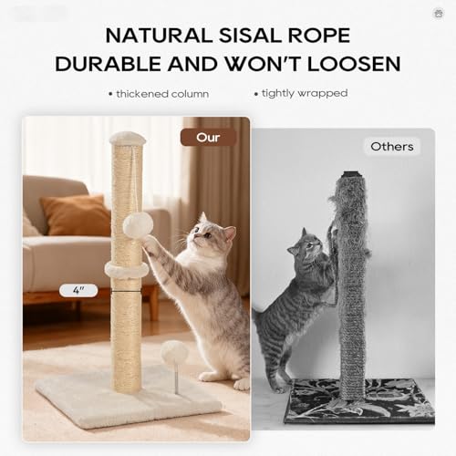 Rascador para gatos Dkelincs torre beige 33 pulgadas miniatura 3