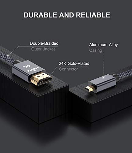 Elebase Micro Hdmi Cable 10 Ft,4K 60Hz Micro Hdmi Type D Cord Compatible For Raspberry Pi 4 4B,Gopro Black Hero 7 6 5 4,Sony Camera A6000 A6300,Nikon B500,Zv-E10,Lenovo Yoga 3 Pro 710,Canon,Insignia #TOP2