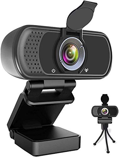 Webcam HD 1080P,Webcam with Microphone,USB Desktop Laptop Camera with 110 Degree Widescreen,Stream Webcam for Calling, Recording,Conferencing, Gaming,Webcam with Privacy Shutter and Tripod