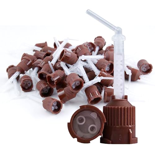 LA MIERE 50pcs Core Build Up Tips with Intra-Oral tip Brown T-Mix Mixing Impression Tips