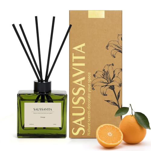Raumduft Diffuser für Badezimmer,Aroma Diffuser Zitrus Duft mit 7 Duftstäbchen,Natürlich Langanhaltend Lufterfrischer für die Schlafzimmer, Raumdüfte für dekorative Wohnaccessoires