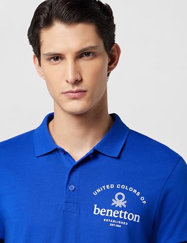 Image of United Colors of Benetton Men Cotton Solid Regular Fit Polo Shirt