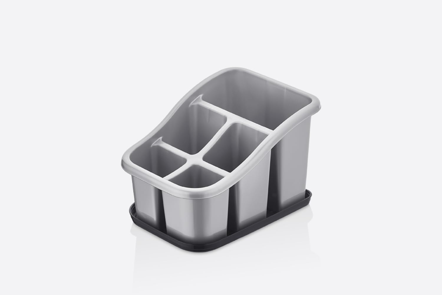 Stolmet Grey Cutlery Drainer With Tray - 3 Or 5 Pocket Utensil Holder - Bpa Free - Ideal For Kitchen And Camping (, 5 Compartments)