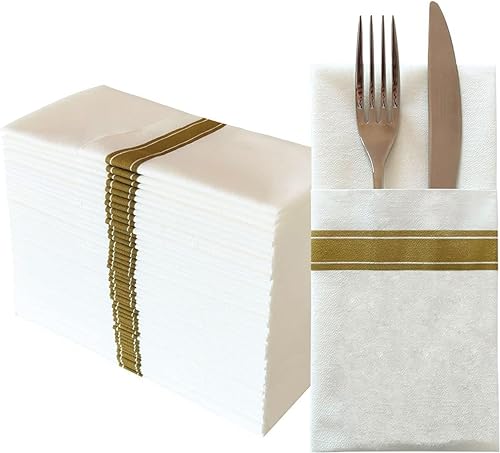 Servilletas para cubiertos de boda en color blanco con tacto de lino