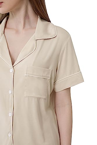 Image of Joyaria Capri Pajamas for Women Bamboo Viscsoe Cooling Button Front Set