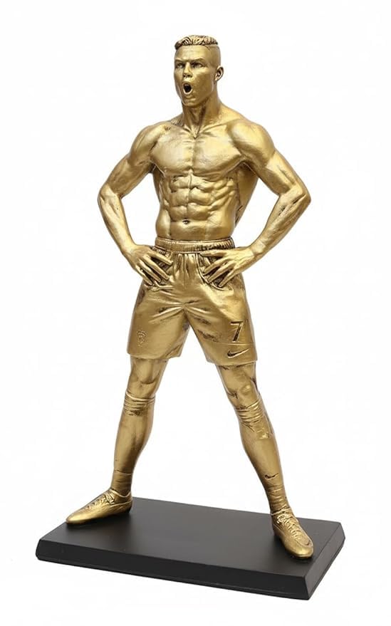 Golden Football Player Statue Ronaldo Inspired Figurine | CR7 Number 7 Shorts | Home Décor Showpiece| Sports Trophy Award Gift for Men, Boys & Football Fans-image-25
