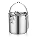 Donnagelia 1.2L Acciaio Inossidabile Teiera Caffettiera con Coperchio e Maniglia Pieghevole per Il Campeggio Escursionismo Pesca Picnic