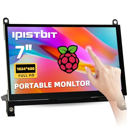 iPitsBit Raspbemry Pi Monitor, 7 Inch LCD Screen 1024x600 for Raspbery Pi 5 4 3B 2B B4,BB Black, Banana Pi, Windov/s 10/8/7. Driver Free