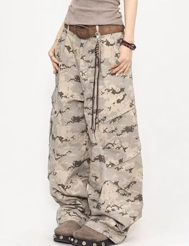 Y2K Fashion Camo Cargo Pants Loose Fit Skater Vintage Plain Pants Casual Wide Leg Jeans2
