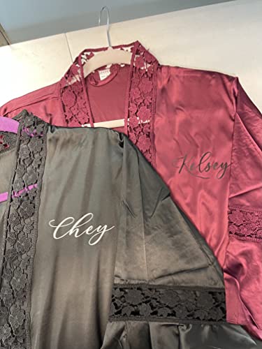 Generic Ruffle Short Getting Ready Robe With Vinyl Personalized Silk Robe For Women Satin Kimono Robes Wedding Bride Bridesmaid Gift Customized Bridesmaid And Bride Robes Lace Bridal Robes Bridesmaids Party thumb #4