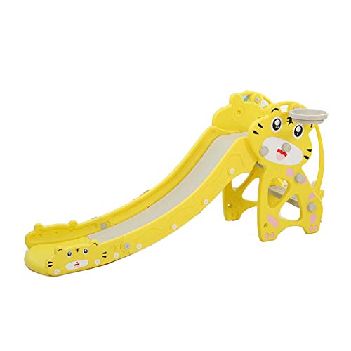 LiPengTaoHome Slides for Kids Children's Slide Slide and Climber Kids Toys Tiger Slide with Basketball Hoop PE Plastic Slide Toy Slide (Color : Yellow, Size : 1854683CM)