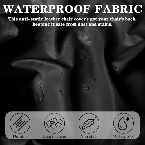 Image of Pu Leather Dining Chair Seat Covers Set of 6, Waterproof Dining Seat Covers Stretch Chair Covers for Dining Chairs /Kitchen Room /Hotel, Odorless Seat Covers for Kitchen Chairs (Black - 6 PCS)