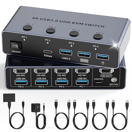 Commutateur KVM HDMI pour libérer de l'espace de bureau en connectant 4 ordinateurs