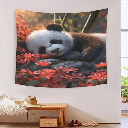 Tapisserie murale panda géant VZOMANLEX 150x200cm pour decoration de salon