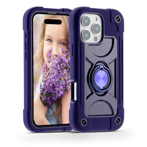 Image of MARKILL Compatible with iPhone Case with Ring Stand, Military Grade Drop Protection Full Body Rugged Heavy Duty Protective Durable Cover iPhone. (Deep Purple, iPhone 16 Pro 6.3 inch)