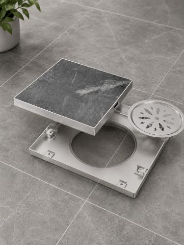 Image of 6 inch x 6 inch SS 304 Tile and Marble Insert Floor Drain with Cockroach Trap for Bathroom & Kitchen | Stainless Steel Grating Channel | Shower Waste Water Grating 304