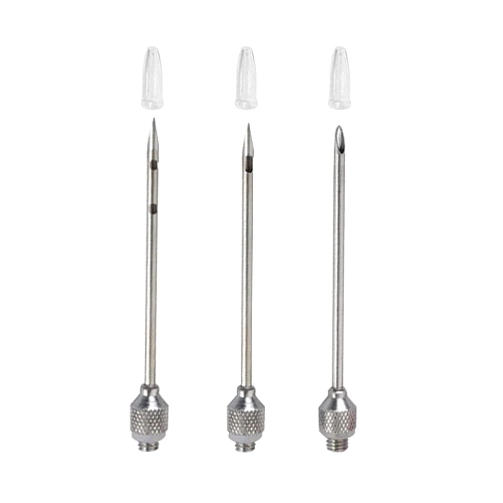 Fleischeinspritzdüsen-e-Set, 3 Nadeln, poröser Truthahn-Injektor für Fleisch mit Reinigungsbürste, Marinaden-Injektorspritze für BBQ Grill mit schwarzer Ölbürste, einfach zu bedienen und zu reinigen