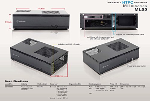 SilverStone SST-ML05B - Cabinet Milo per Slim HTPC formato Mini-ITX , Silent, nero