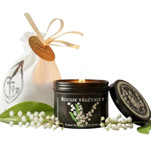 Bougie porte bonheur au Muguet, parfum naturel, cire végétale, bougie vegan, Green Terre Happy