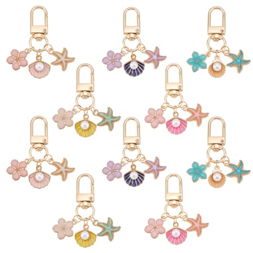 Porte-clés étoile de mer lot de 10 pièces idée cadeau anniversaire femme thème marin