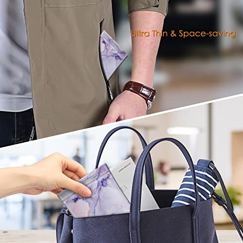 Fintie Eyeglasses Pouch With Cleaning Cloth, Portable Squeeze Top Vegan Leather Soft Glasses Case Anti-Scratch Sunglasses Bag, Lilac Marble #TOP3