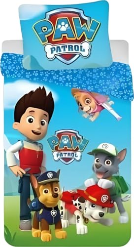Parure de Couette Paw Patrol - 1 Housse de Couette Paw Patrol 140x200 + 1 taie 63x63cm (Parure de lit Paw Patrol - M) (Paw Patrol Duvet Cover Set - C, 140 x...