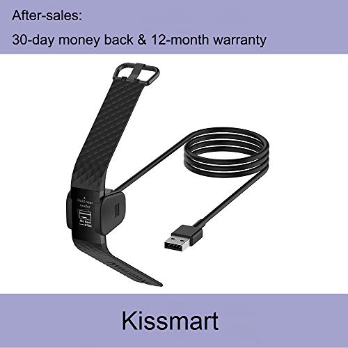 Kissmart Compatible With Fitbit Charge 4 Charger, Charging Cable Cord For Fit Bit Charge 4 Smart Wristband (2Pack, 1.8Ft & 3.3Ft) #TOP4