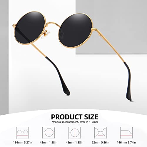 Image of MEETSUN Small Round Polarized Sunglasses for Men Women Metal Retro Hippie Circle Sun Glasses Driving Festival Cosplay UV400