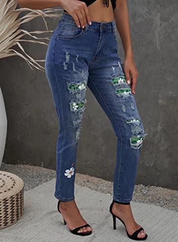 LAFOURAM Womens Boyfriend Patchwork Distressed Ripped Skinny Jeans with Hole4