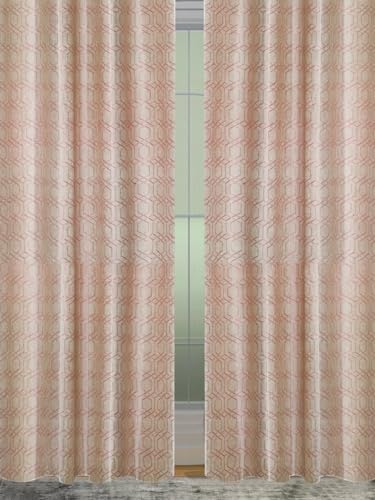 Image of Cortina Striped Light-Filtering Polyester Curtains 7 feet Long Set of 2 for Door [ Opacity: 50-60%, Color: Brown, Knitting Foil Curtains -160 GSM ]
