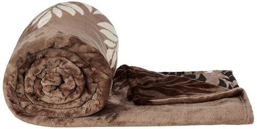 Image of amazon basics Plush Blanket | Double Size | 300 GSM 100% Polyester| Super Soft & Cozy (Light Brown)