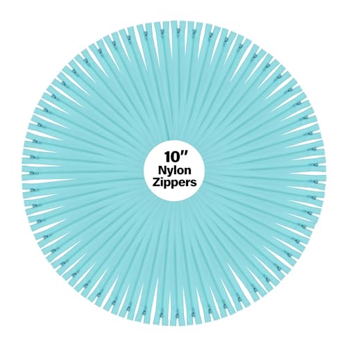 Image of Mandala Crafts 100 PCs Turquoise Closed-End 10 in Nylon Zippers for Sewing