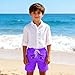 Boys Girls Kids Swim Trunks Beach Shorts Funny Expression Print Novelty Face Summer Board Shorts with Pockets Purple