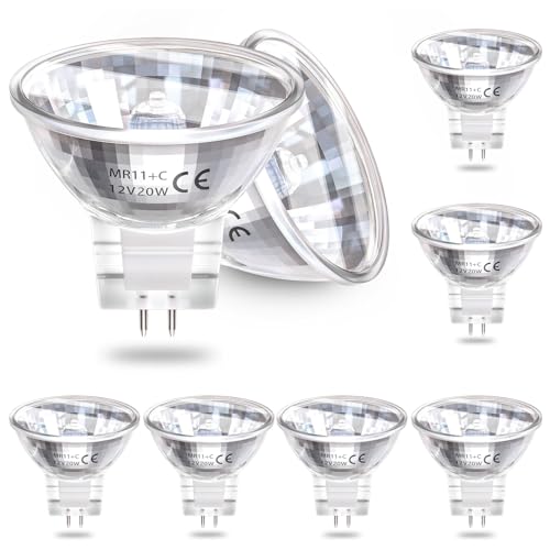 DoRight MR11 12V 20W GU4 Halogenlampen Dimmbar Warmweiß 2800K Spot Halogen Glühbirne Reflektor Leuchtmittel, GU4 Spotstrahler Halogen Birne Mit Glasabdeckung 300LM (8 Stück)