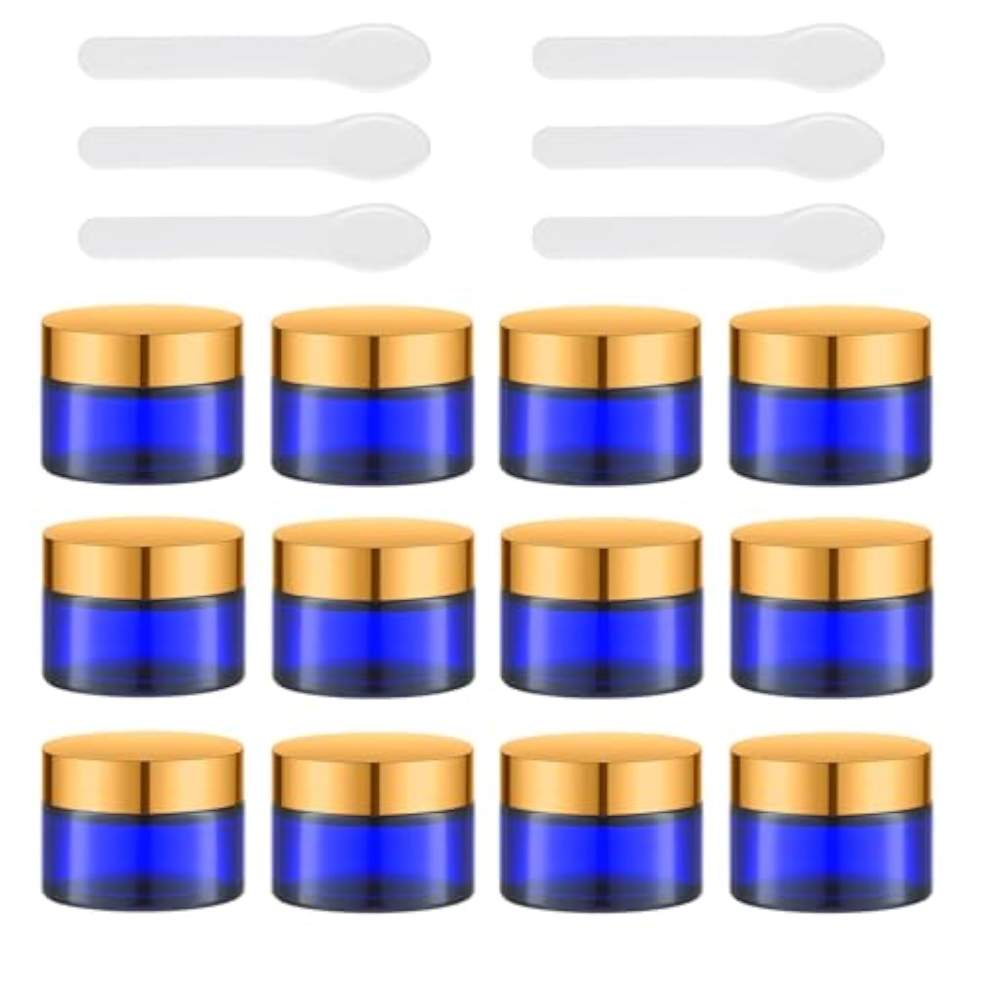 1 Oz Glass Cream Jars with Gold Lid, 12 PCS