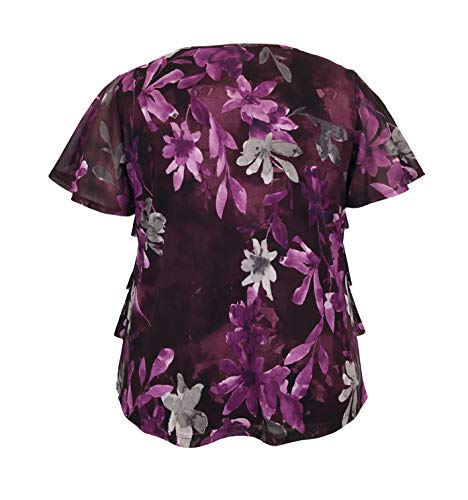 Image of LEEBE Women and Plus Size Printed Mesh Ruffle Top (Small-5X)